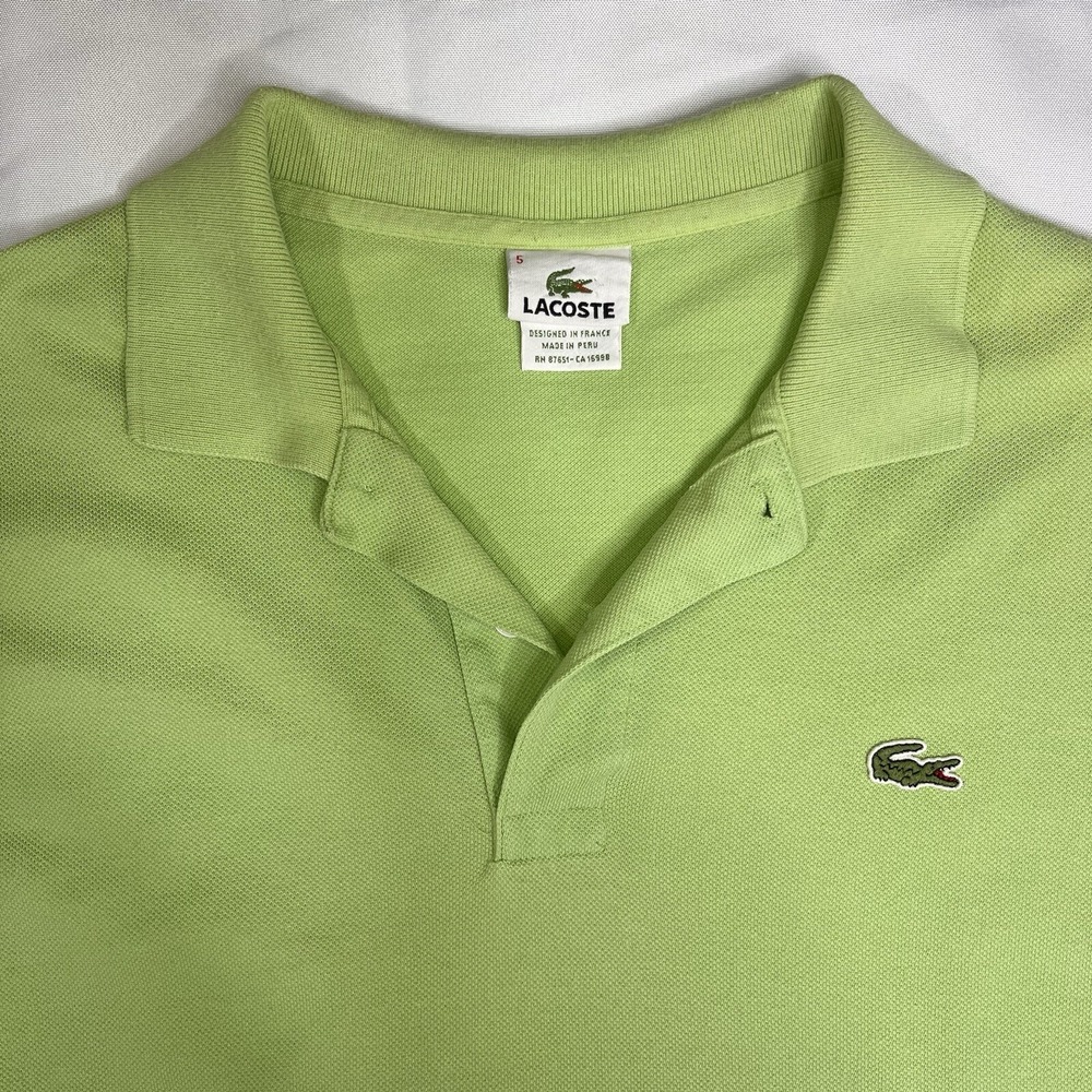 Lacoste Men Lime Green Short Sleeve Pique Cotton Classic Fit Polo Shirt Size 5 L